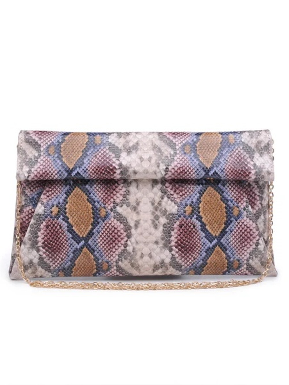 Urban expressions Python-Print Foldover Clutch Bag in Multicolor